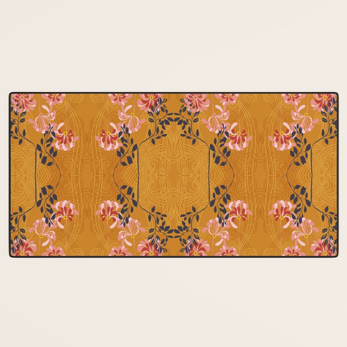 Art Nouveau floral pattern with lines - Honey Desk Mat Gallery Image 3
