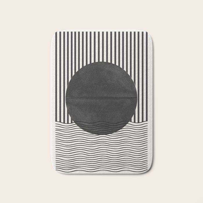 Abstract Modern Black Bath Mat Gallery Image 1