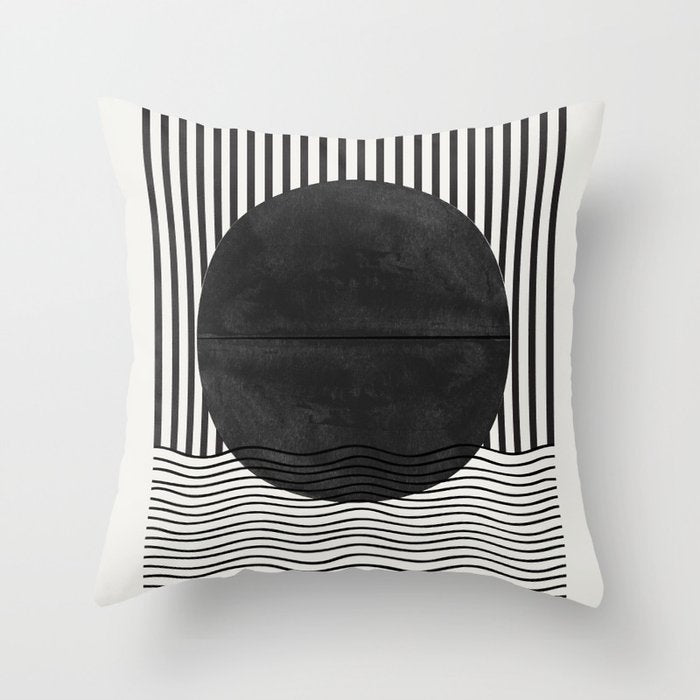 Abstract Modern Black Throw Pillow Gallery Image 6