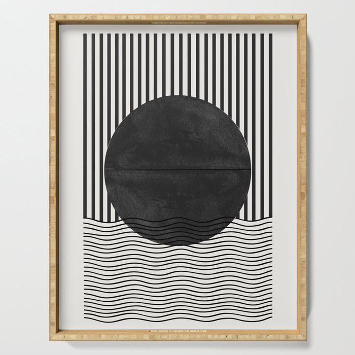 Abstract Modern Black Serving Tray Gallery Image 1