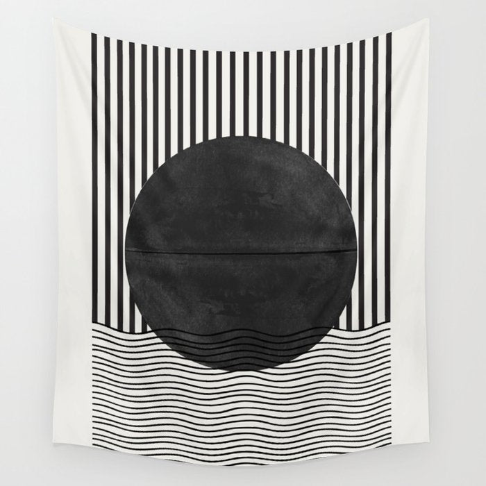Abstract Modern Black Wall Tapestry Gallery Image 1