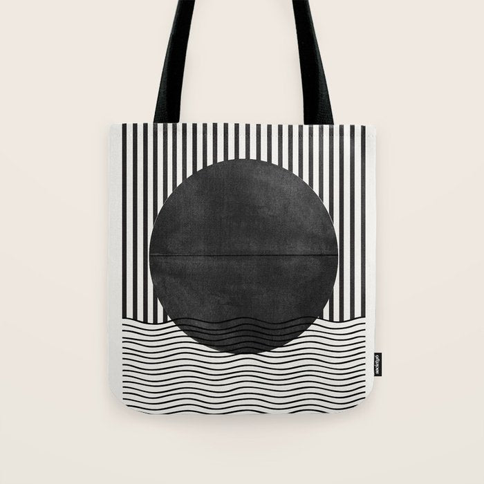 Abstract Modern Black Tote Bag Gallery Image 1