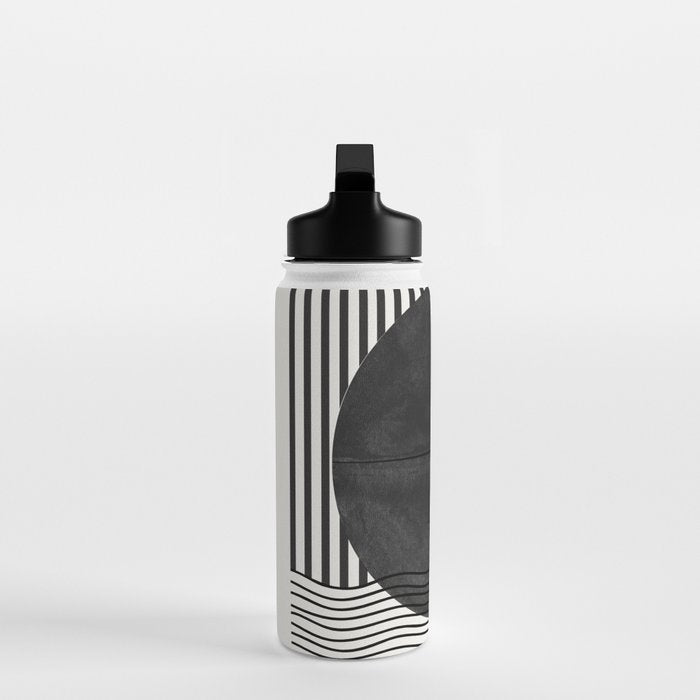 Abstract Modern Black Water Bottle Gallery Image 3