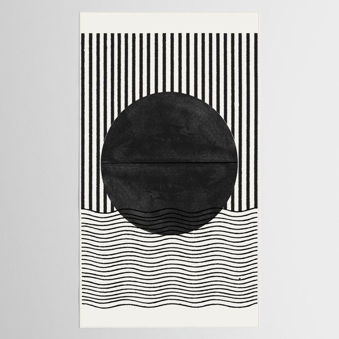 Abstract Modern Black Tablecloth Gallery Image 2