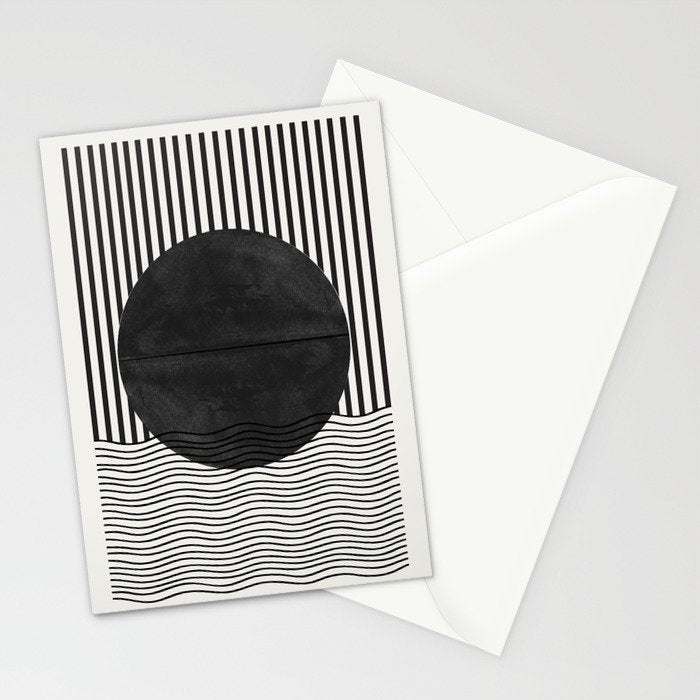 Abstract Modern Black Stationery Card Gallery Image 2