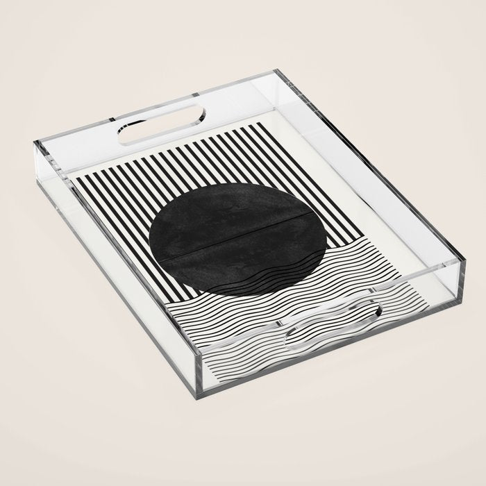 Abstract Modern Black Acrylic Tray Gallery Image 1