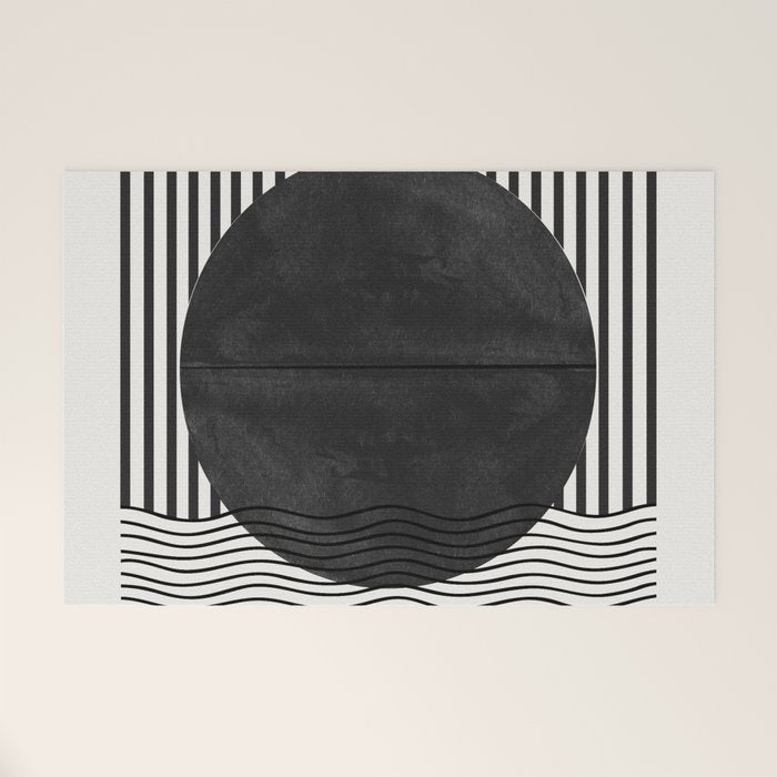 Abstract Modern Black Welcome Mat Gallery Image 1