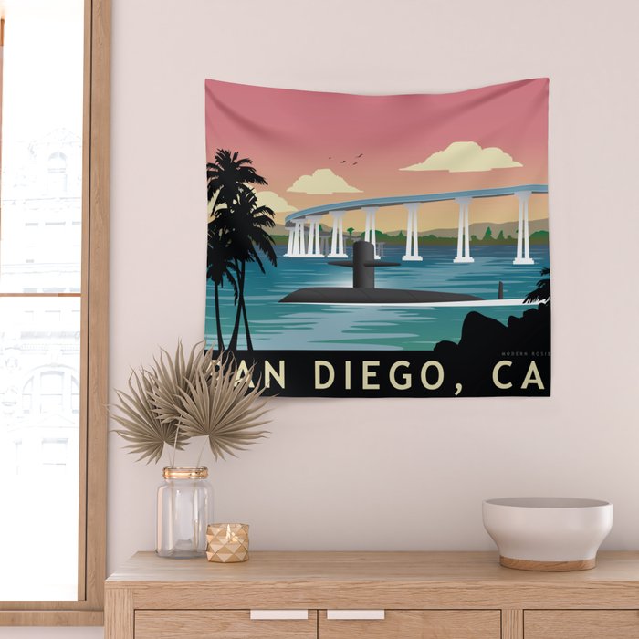San Diego, CA - Submarine Homeport Wall Tapestry Gallery Image 2
