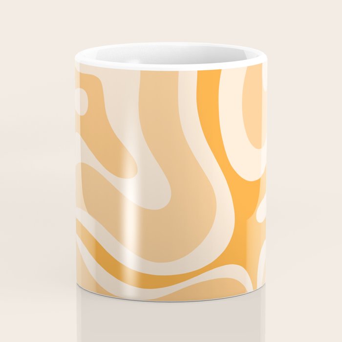 Modern Retro Liquid Swirl Abstract in Light Pumpkin Orange Coffee Mug Gallery Image 4