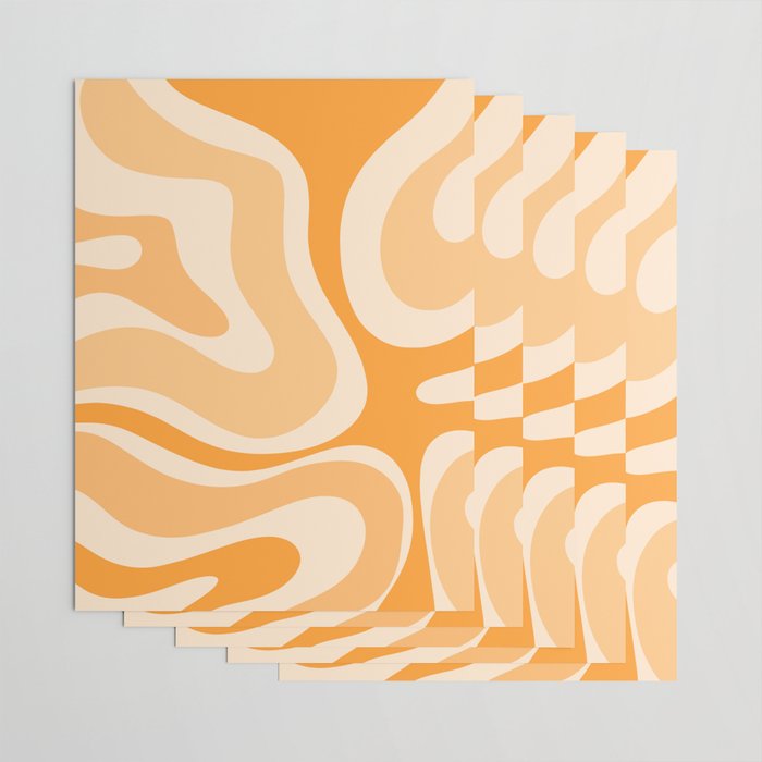 Modern Retro Liquid Swirl Abstract in Light Pumpkin Orange Wrapping Paper Gallery Image 3
