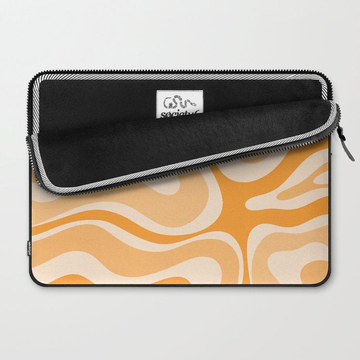 Modern Retro Liquid Swirl Abstract in Light Pumpkin Orange Laptop Sleeve Gallery Image 2