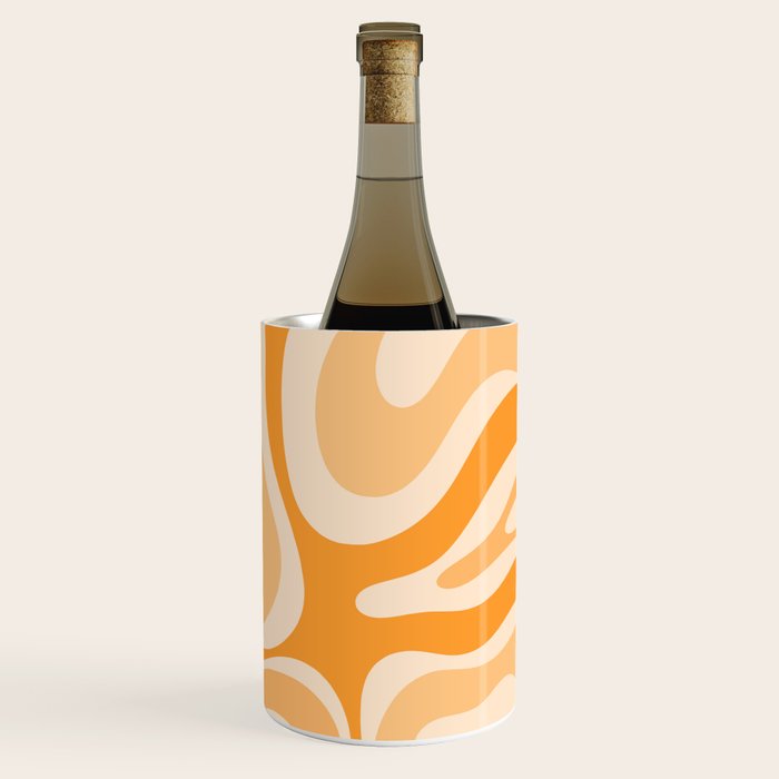 Modern Retro Liquid Swirl Abstract in Light Pumpkin Orange Wine Chiller Gallery Image 3