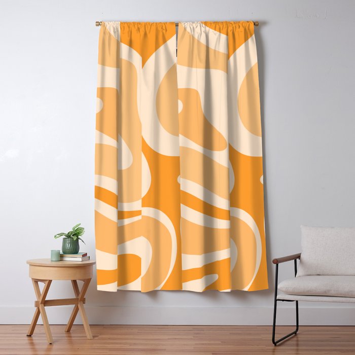 Modern Retro Liquid Swirl Abstract in Light Pumpkin Orange Window Curtain Gallery Image 5