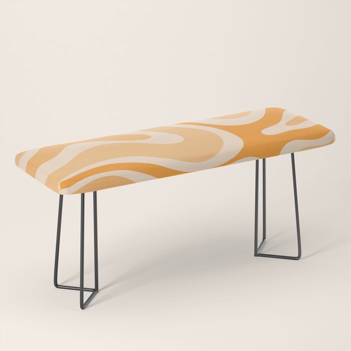 Modern Retro Liquid Swirl Abstract in Light Pumpkin Orange Bench Gallery Image 1
