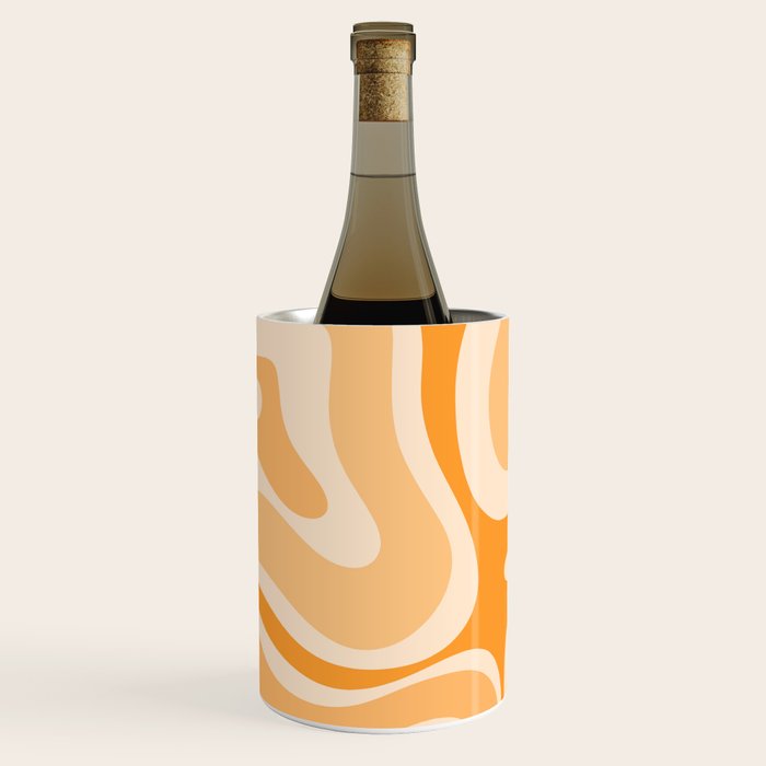 Modern Retro Liquid Swirl Abstract in Light Pumpkin Orange Wine Chiller Gallery Image 1