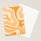 Modern Retro Liquid Swirl Abstract in Light Pumpkin Orange Stationery Card Gallery Image 2