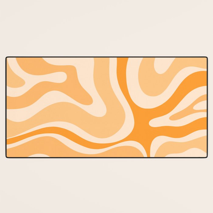 Modern Retro Liquid Swirl Abstract in Light Pumpkin Orange Desk Mat Gallery Image 3