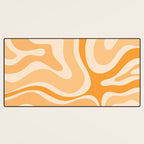 Modern Retro Liquid Swirl Abstract in Light Pumpkin Orange Desk Mat Gallery Image 3