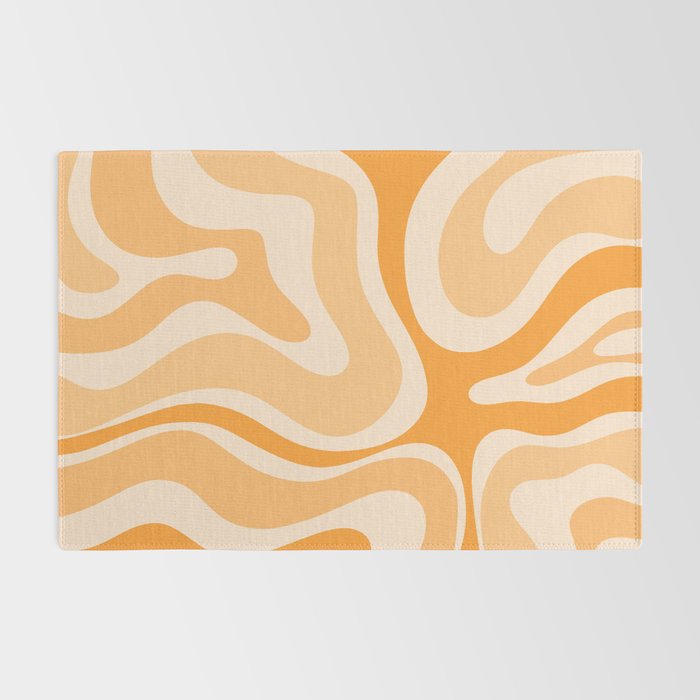 Modern Retro Liquid Swirl Abstract in Light Pumpkin Orange Rug Gallery Image 2