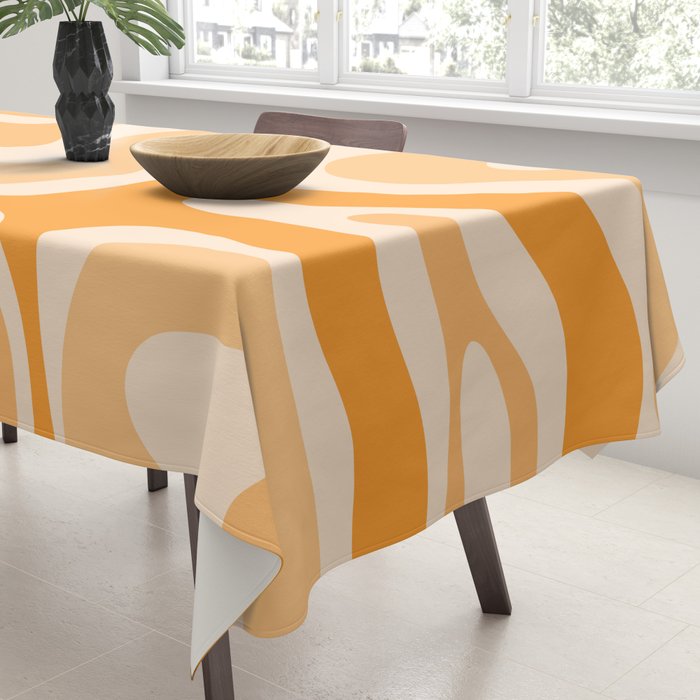 Modern Retro Liquid Swirl Abstract in Light Pumpkin Orange Tablecloth Gallery Image 3