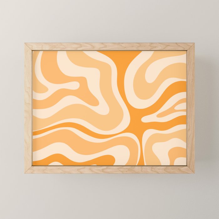 Modern Retro Liquid Swirl Abstract in Light Pumpkin Orange Mini Art Print Gallery Image 1