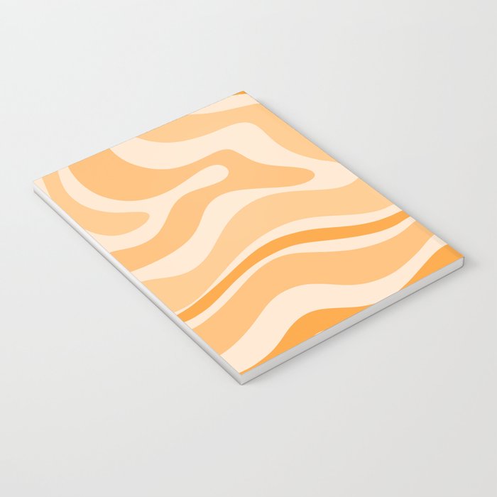 Modern Retro Liquid Swirl Abstract in Light Pumpkin Orange Notebook Gallery Image 3