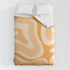 Modern Retro Liquid Swirl Abstract in Light Pumpkin Orange Comforter Gallery Image 6