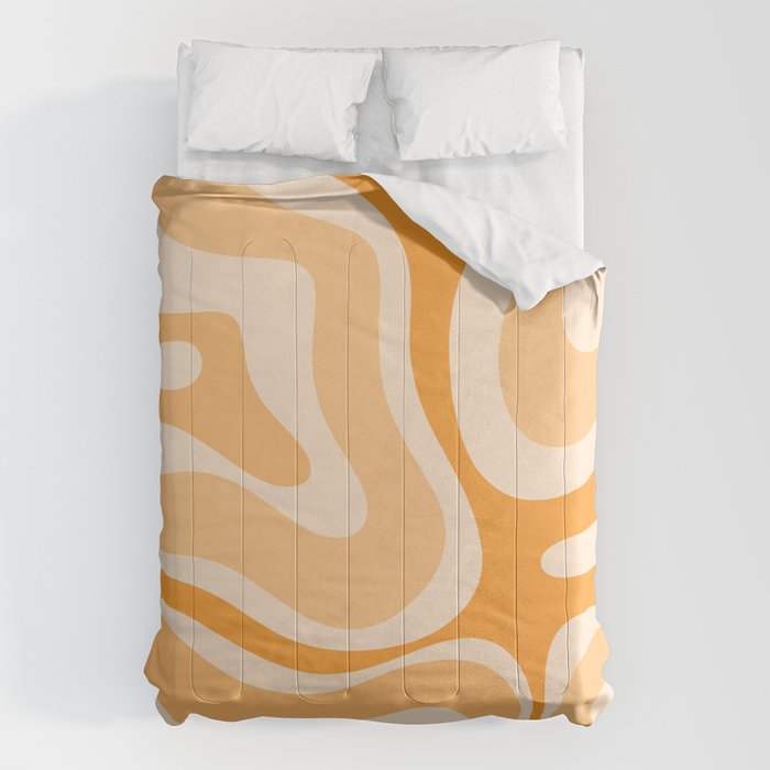 Modern Retro Liquid Swirl Abstract in Light Pumpkin Orange Comforter Gallery Image 1