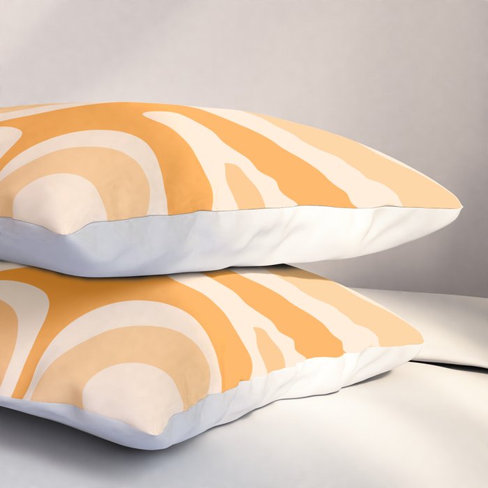 Modern Retro Liquid Swirl Abstract in Light Pumpkin Orange Pillow Sham Gallery Image 3