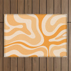 Modern Retro Liquid Swirl Abstract in Light Pumpkin Orange Outdoor Rug Gallery Image 1