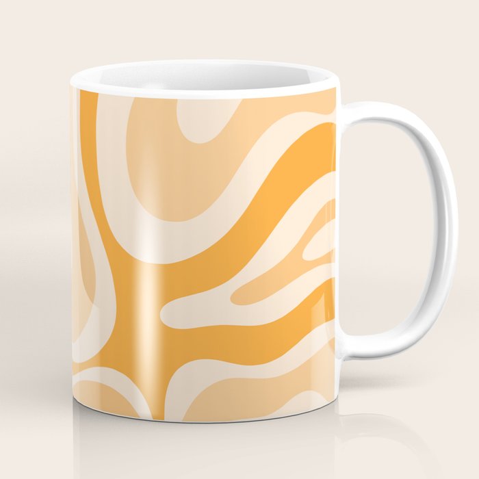 Modern Retro Liquid Swirl Abstract in Light Pumpkin Orange Coffee Mug Gallery Image 1