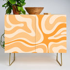 Modern Retro Liquid Swirl Abstract in Light Pumpkin Orange Credenza Gallery Image 1