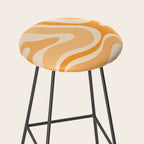 Modern Retro Liquid Swirl Abstract in Light Pumpkin Orange Stool Gallery Image 2