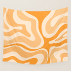 Modern Retro Liquid Swirl Abstract in Light Pumpkin Orange Wall Tapestry Gallery Image 4