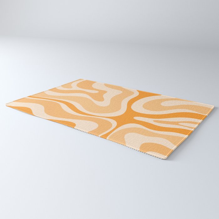 Modern Retro Liquid Swirl Abstract in Light Pumpkin Orange Rug Gallery Image 3