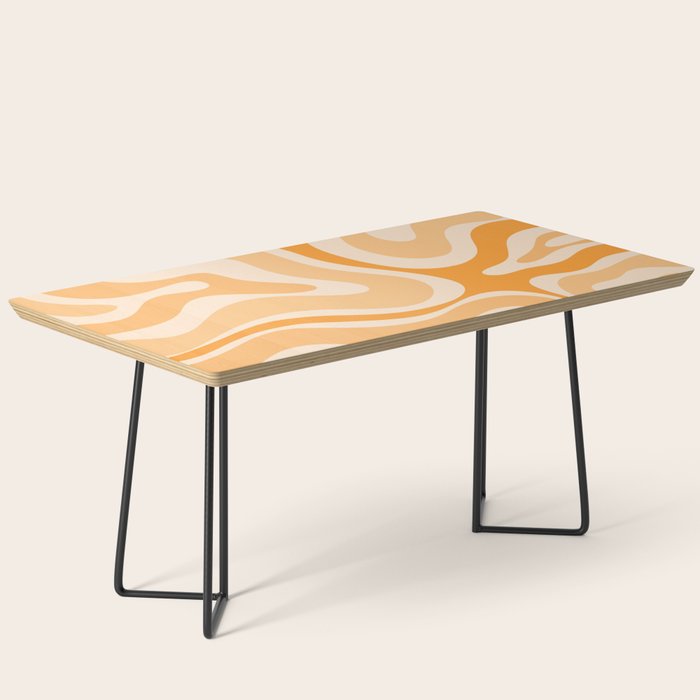 Modern Retro Liquid Swirl Abstract in Light Pumpkin Orange Coffee Table Gallery Image 1