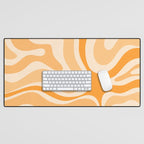 Modern Retro Liquid Swirl Abstract in Light Pumpkin Orange Desk Mat Gallery Image 1