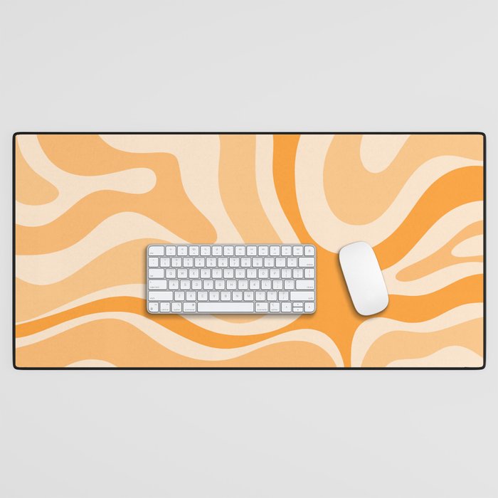 Modern Retro Liquid Swirl Abstract in Light Pumpkin Orange Desk Mat Gallery Image 1