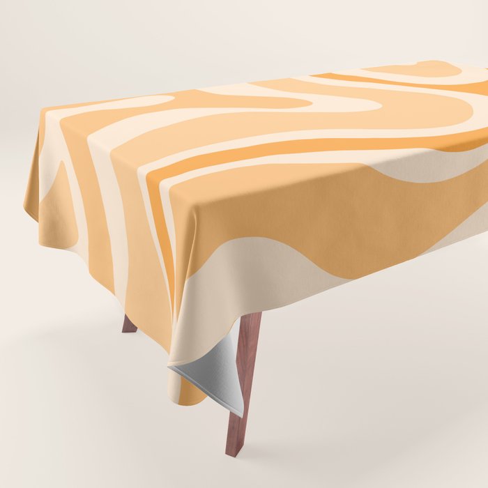 Modern Retro Liquid Swirl Abstract in Light Pumpkin Orange Tablecloth Gallery Image 1