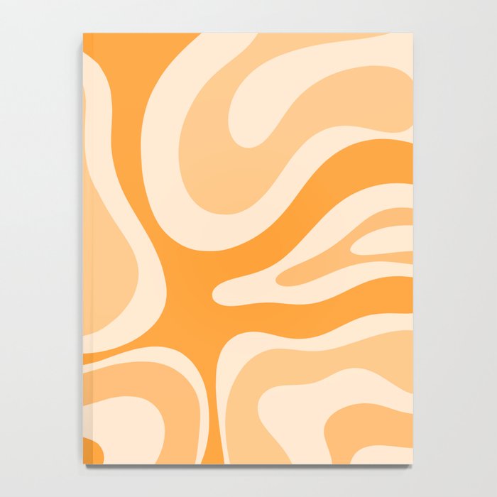 Modern Retro Liquid Swirl Abstract in Light Pumpkin Orange Notebook Gallery Image 4