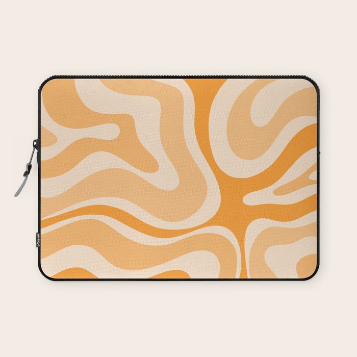 Modern Retro Liquid Swirl Abstract in Light Pumpkin Orange Laptop Sleeve Gallery Image 1