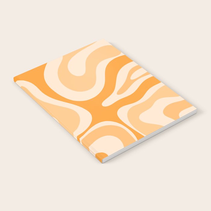 Modern Retro Liquid Swirl Abstract in Light Pumpkin Orange Notebook Gallery Image 2