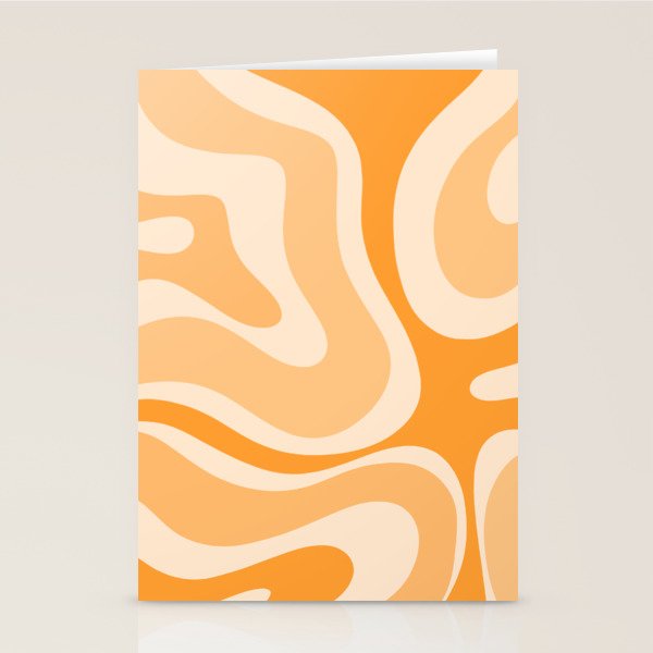 Modern Retro Liquid Swirl Abstract in Light Pumpkin Orange Stationery Card Gallery Image 2