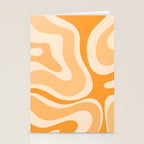 Modern Retro Liquid Swirl Abstract in Light Pumpkin Orange Stationery Card Gallery Image 2