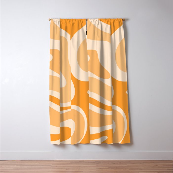 Modern Retro Liquid Swirl Abstract in Light Pumpkin Orange Window Curtain Gallery Image 3