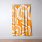 Modern Retro Liquid Swirl Abstract in Light Pumpkin Orange Window Curtain Gallery Image 3