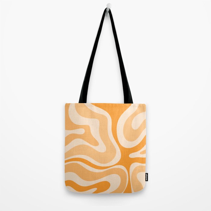 Modern Retro Liquid Swirl Abstract in Light Pumpkin Orange Tote Bag Gallery Image 2