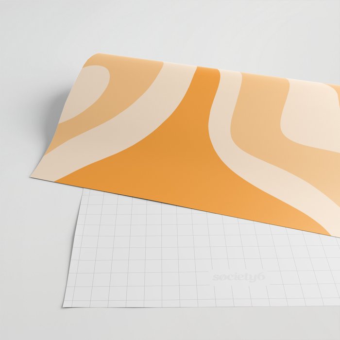 Modern Retro Liquid Swirl Abstract in Light Pumpkin Orange Wrapping Paper Gallery Image 2