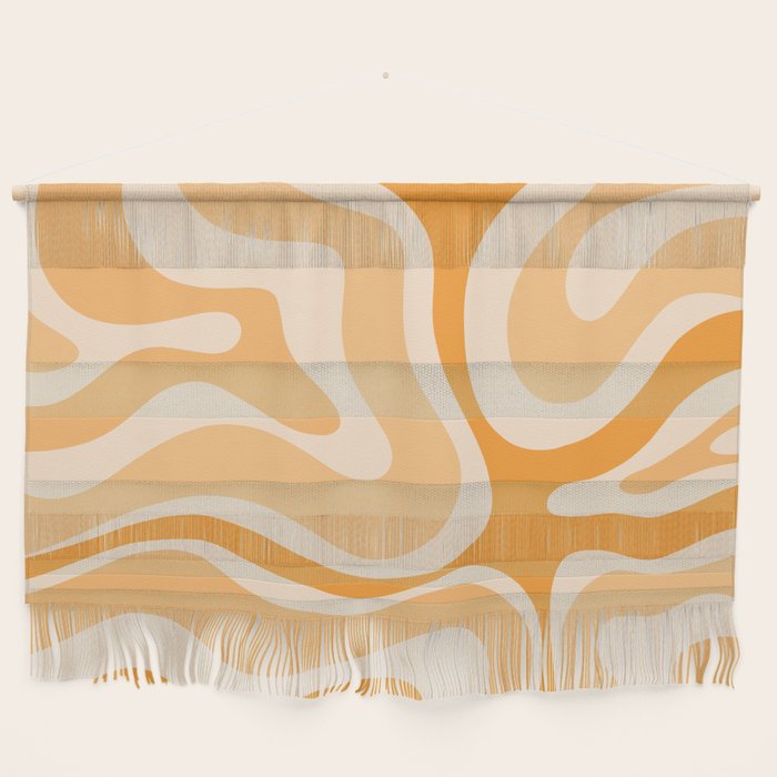 Modern Retro Liquid Swirl Abstract in Light Pumpkin Orange Wall Hanging Gallery Image 1