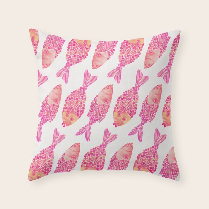 Indonesian Fish Duo - Pink Palette Throw Pillow Gallery Image 6